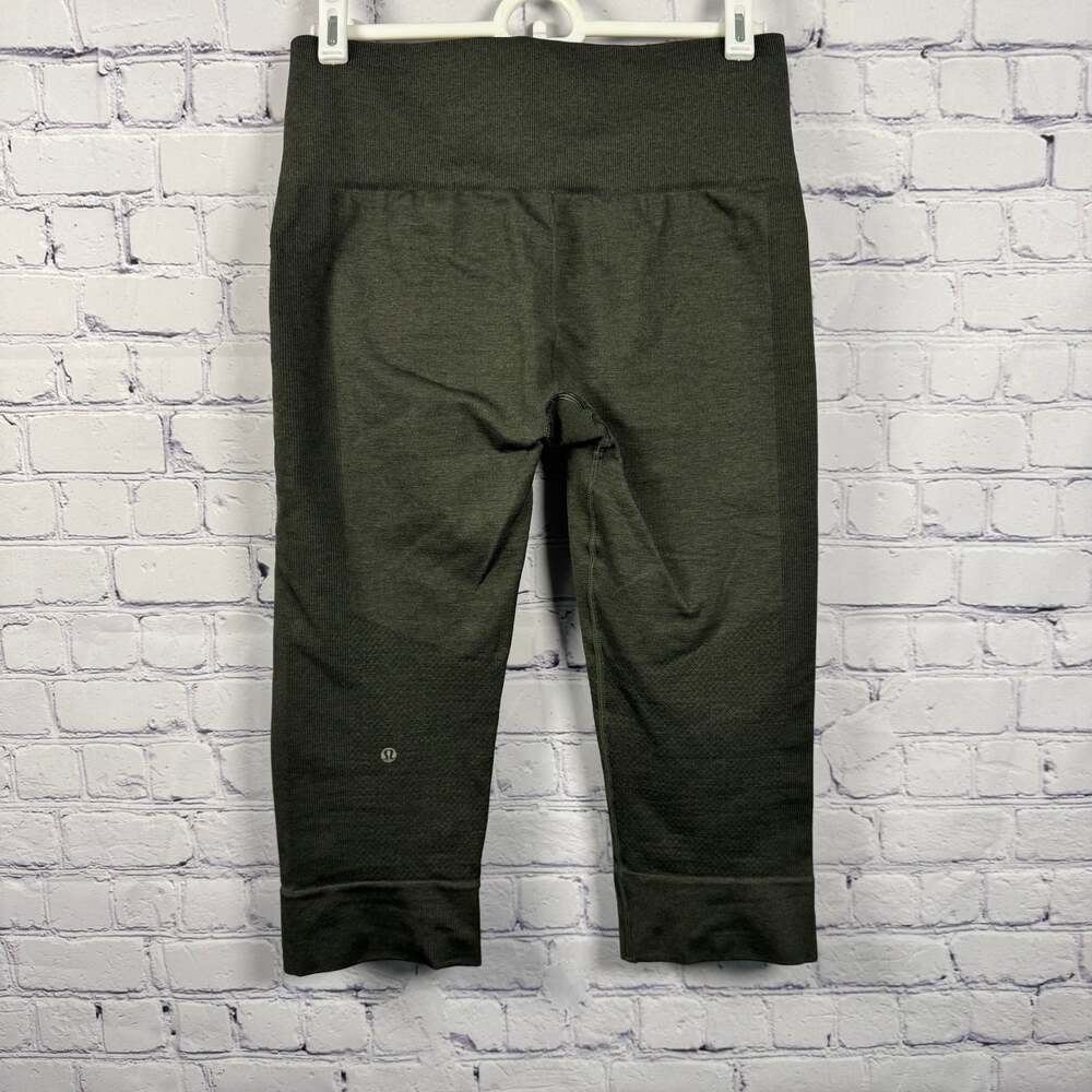 Lululemon Women's Seamlessly Street Crop Leggings Olive Green - Picture 2 of 5